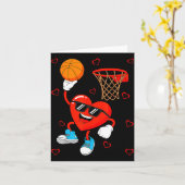 Funny Love Basketball Heart Shape Happy Valentine' カード (黄色い花)