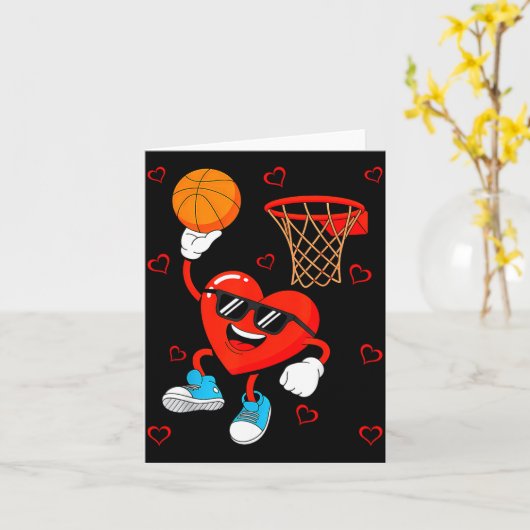 Funny Love Basketball Heart Shape Happy Valentine' カード (黄色い花)