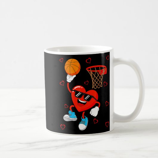 Funny Love Basketball Heart Shape Happy Valentine' コーヒーマグカップ (右)