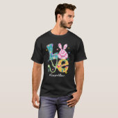 Funny LOVE Bunny Surgical Nurse Easter Day Stethos Tシャツ (正面フル)