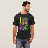Funny LOVE Mardi Gras Sunflower Fleur De Lys Costu Tシャツ (正面フル)