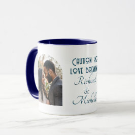Funny Love Quote Custom Photo and Names Blue マグカップ