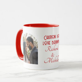 Funny Love Quote Custom Photo and Names Red マグカップ