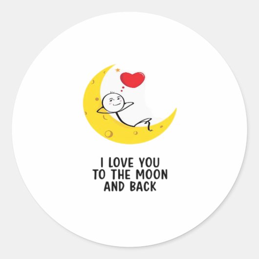 Funny Love You To The Moon And Back Stick Figure P ラウンドシール (正面)