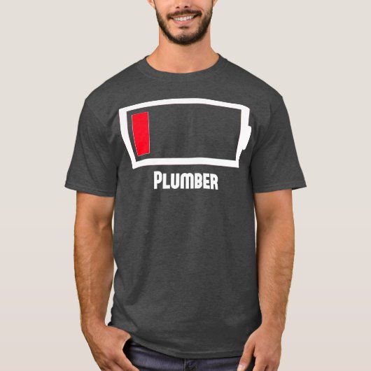Funny Low Battery Occupation Job Work Plumber Tシャツ (正面)