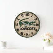 Funny Lowcost Alligator Rustic Crocodile Farmhous ラージ壁時計 (ホーム)