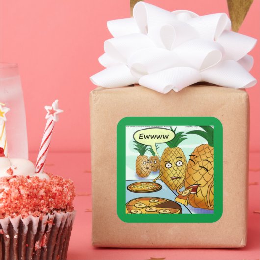 Funny LTCartoons Pineapple Pizza Comic Crafting  スクエアシール (パーティー)