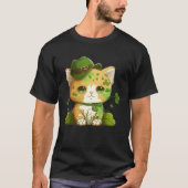 Funny Lucky Green Proud Irish St Patricks Day Cat  Tシャツ (正面)