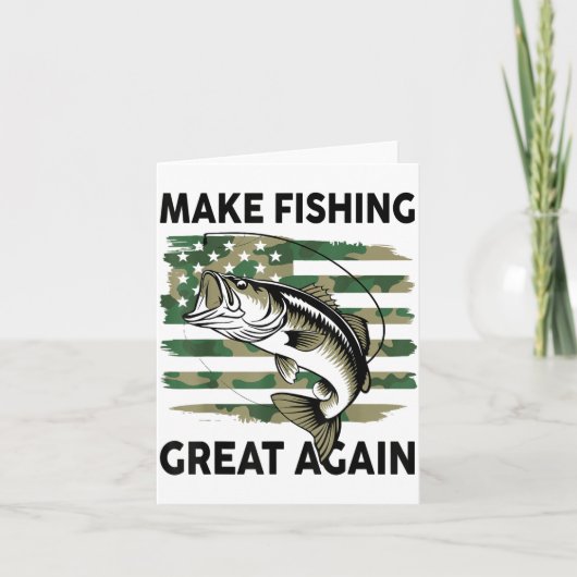 Funny Make Fishing Great Again Camo B Fish America カード (正面)