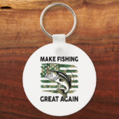 Funny Make Fishing Great Again Camo B Fish America キーホルダー (正面)