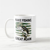 Funny Make Fishing Great Again Camo B Fish America コーヒーマグカップ (左)