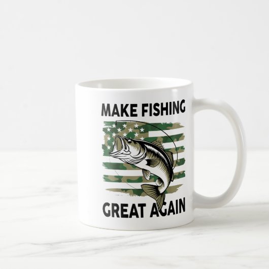 Funny Make Fishing Great Again Camo B Fish America コーヒーマグカップ (右)