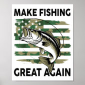 Funny Make Fishing Great Again Camo B Fish America ポスター (正面)