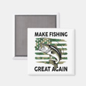 Funny Make Fishing Great Again Camo B Fish America マグネット (正面/裏面)