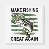 Funny Make Fishing Great Again Camo B Fish America マグネット (正面)