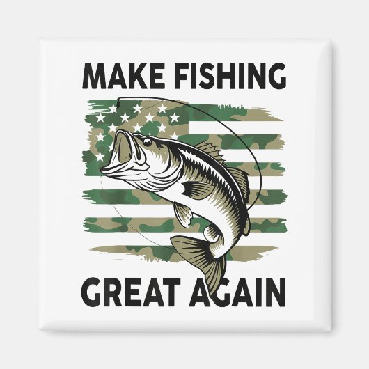 Funny Make Fishing Great Again Camo B Fish America マグネット (正面)