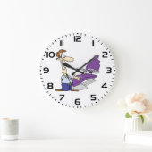 Funny Male Dentist and Purple Dental Chair ラージ壁時計 (ホーム)