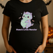 Funny Mamas Halloween Little Monster Cute Pregnant Tシャツ
