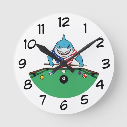 Funny Man Cave Pool Shark Wall Clocks ラウンド壁時計 (正面)