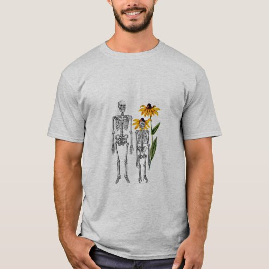 Funny Man Chimpanzee Skeleton Black Eyed Susan Tシャツ (正面)