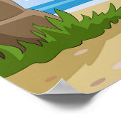 Funny Man Relaxing in Beach Hammock ポスター (角)