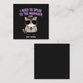 Funny Manager Cat Humor Illustration スクエア名刺 (正面/裏面)