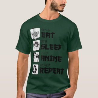 Funny Manga Teenagers Shirt Eat Sleep Anime Repeat Tシャツ
