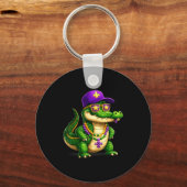 Funny Mardi Gras Alligator Beads Carnival Celebrat キーホルダー (正面)