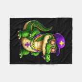 Funny Mardi Gras Alligator Beads Carnival Celebrat フリースブランケット (正面(横))