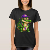 Funny Mardi Gras Alligator Beads Carnival Celebrat Tシャツ (正面)