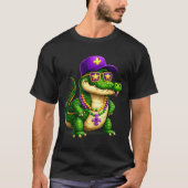 Funny Mardi Gras Alligator Beads Carnival Celebrat Tシャツ (正面)