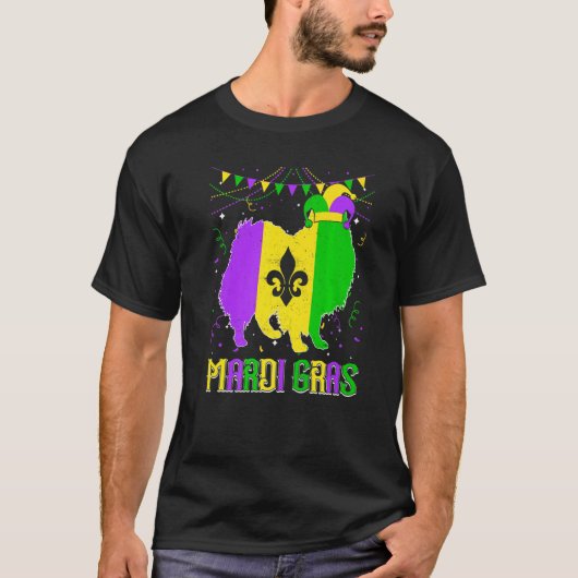 Funny Mardi Gras American Eskimo Dog Dad Mom Mardi Tシャツ (正面)