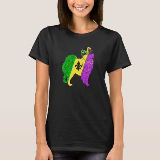 Funny Mardi Gras American Eskimo Dog Mardi Gras Ha Tシャツ (正面)
