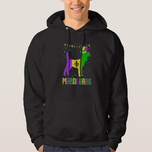 Funny Mardi Gras Beagle Dog Dad Mom Mardi Gras Pre パーカ (正面)