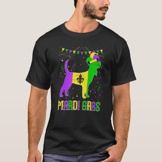 Funny Mardi Gras Beagle Dog Dad Mom Mardi Gras Pre Tシャツ (正面)