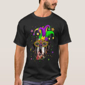Funny Mardi Gras Bernard Dog Beads Mask Mardi Gras Tシャツ (正面)