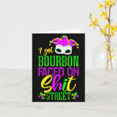 Funny Mardi Gras Bourbon Street , New Orleans Drin カード (黄色い花)