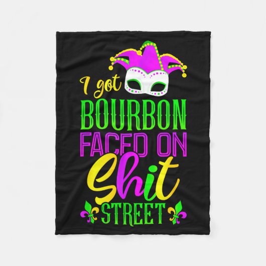 Funny Mardi Gras Bourbon Street , New Orleans Drin フリースブランケット (正面)
