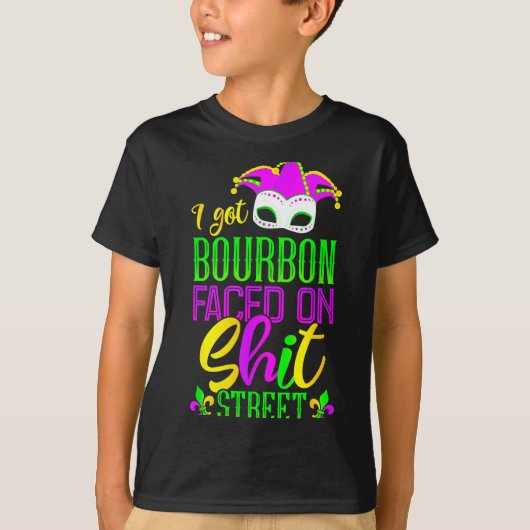 Funny Mardi Gras Bourbon Street , New Orleans Drin Tシャツ (正面)