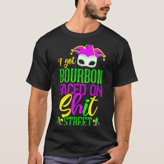 Funny Mardi Gras Bourbon Street , New Orleans Drin Tシャツ (正面)