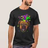 Funny Mardi Gras Boxer Dog Beads Mask Mardi Gras P Tシャツ (正面)