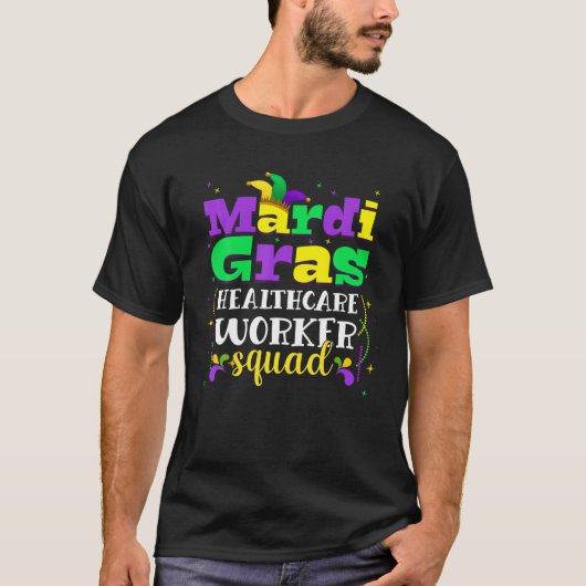 Funny Mardi Gras Carnival Outfit Healthcare Worker Tシャツ (正面)