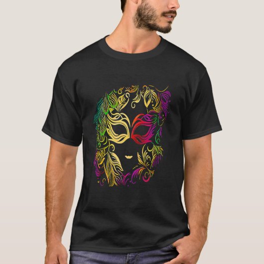 Funny Mardi Gras Carnival parade with beads party  Tシャツ (正面)
