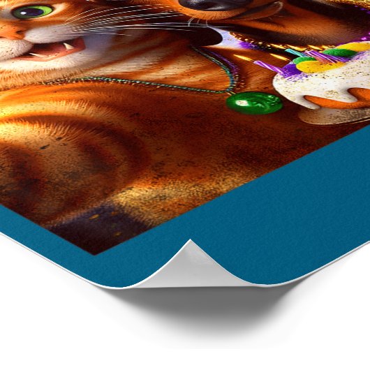 Funny Mardi Gras Cat Dachshund Selfie Squad  ポスター (角)