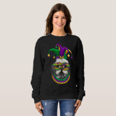 Funny Mardi Gras Dog Apparel, Shih Tzu Dog Mom Dad スウェットシャツ (正面フル)