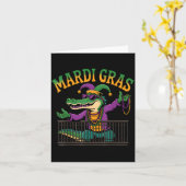Funny Mardi Gras Gator New Orleans Party Squad Bea カード (黄色い花)