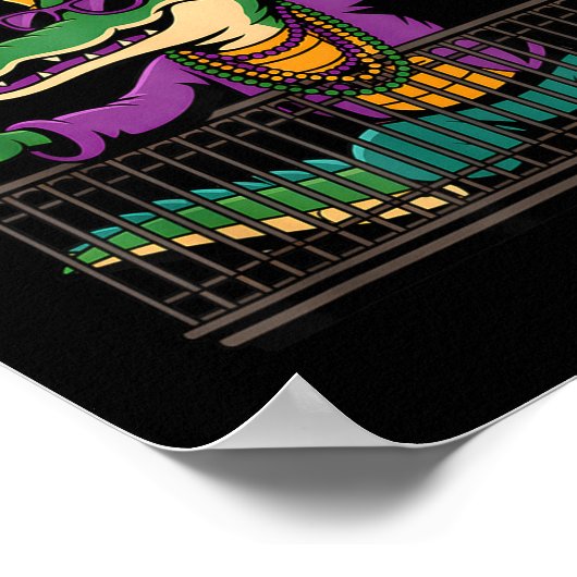 Funny Mardi Gras Gator New Orleans Party Squad Bea ポスター (角)