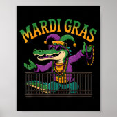 Funny Mardi Gras Gator New Orleans Party Squad Bea ポスター (正面)