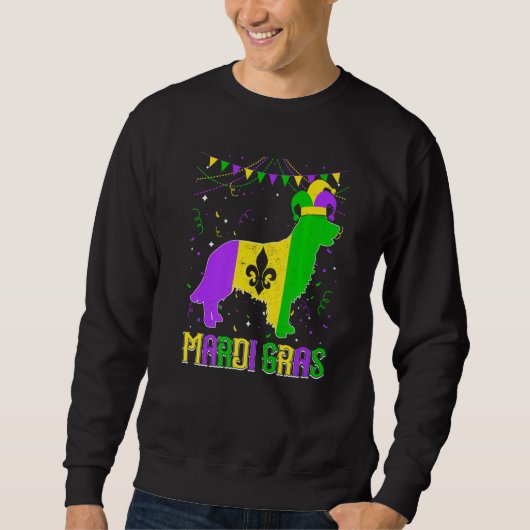 Funny Mardi Gras Golden Retriever Dog Dad Mom Mard スウェットシャツ (正面)