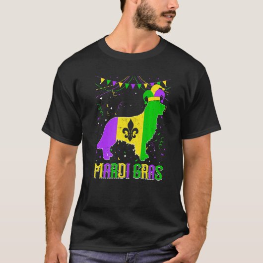 Funny Mardi Gras Golden Retriever Dog Dad Mom Mard Tシャツ (正面)